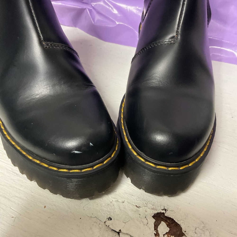 DR MARTENS | ROMETTY II CHELSEA BOOTS US 6 Black Leather Platform Boots - Picture 9 of 11
